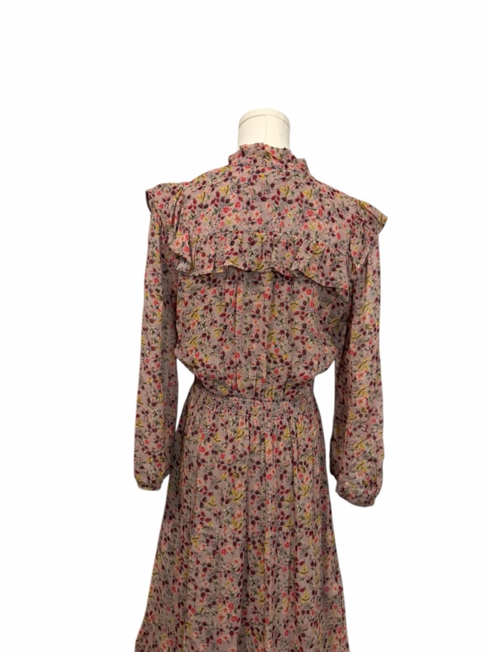 Ba&sh Maggie Ruffled Floral-Print Crepon Midi Dress Pink Size Small Milkmaid - Picture 6 of 14